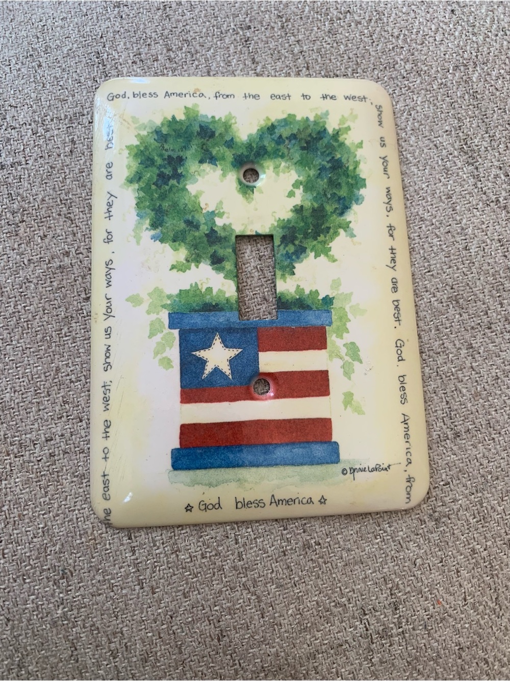Vintage Annie LaPoint Patriotic Americana Enamel Light Switch Plate Cover